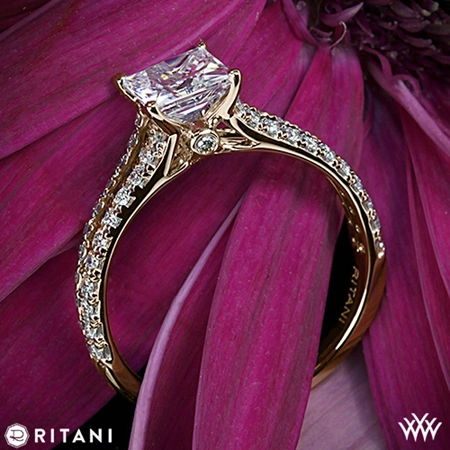 Ritani 1PCZ2488 Double French-Set V Diamond Engagement Ring for Princess