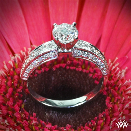 Three-Side Pave Diamond Engagement Ring