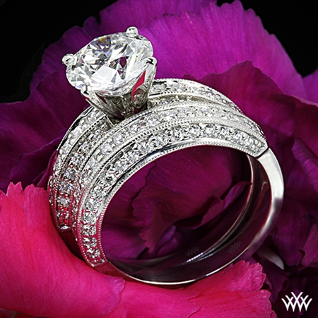 Three-Side Pave Diamond Wedding Set