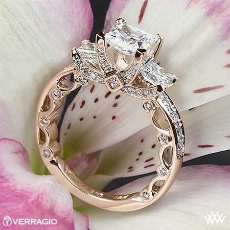 Verragio PAR-3064P Bead-Set Three Stone Engagement Ring for Princess