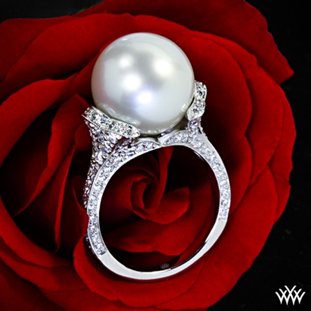White Pearl Diamond Right Hand Ring