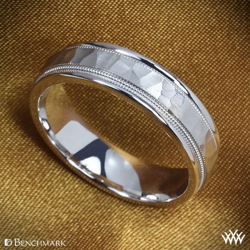 Hammered Milgrain Wedding Ring By Benchmark Whiteflash 1721 Style Photo