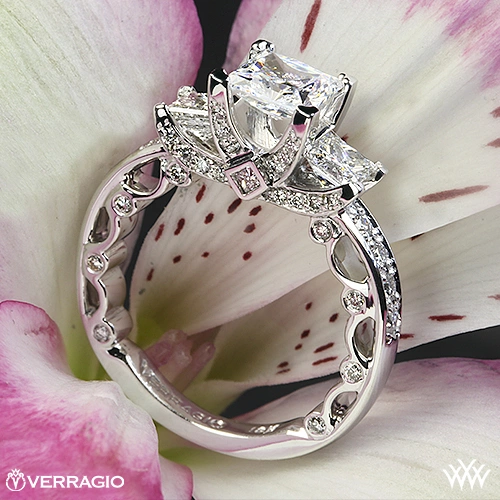 Verragio PAR-3064P Bead-Set Princess 3 Stone Engagement Ring