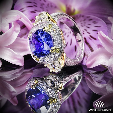 Queen Elizabeth Blue Sapphire Diamond Right Hand Ring