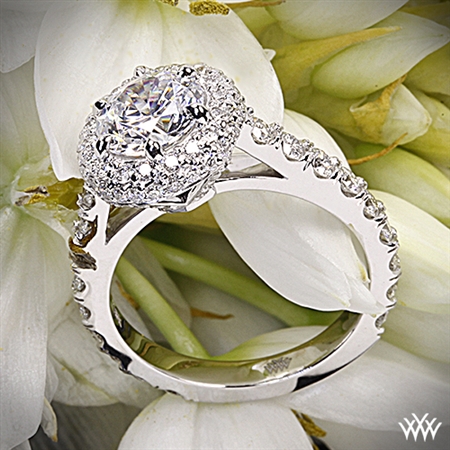 Rounded Pave Halo Diamond Engagement Ring