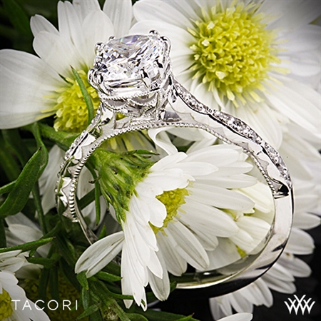 Tacori 57-2CU Sculpted Crescent Diamond Engagement Ring for Cushion