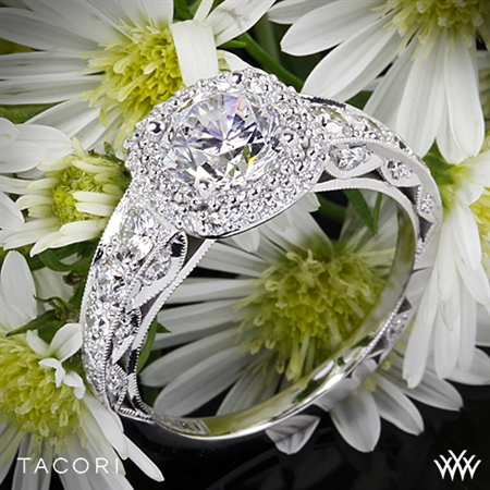 Tacori HT2516CU Blooming Beauties Cushion Double Bloom Diamond Engagement Ring