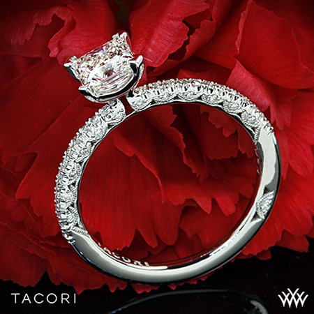 Tacori HT2545PR Petite Crescent Scalloped Millgrain Diamond Engagement Ring for Princess