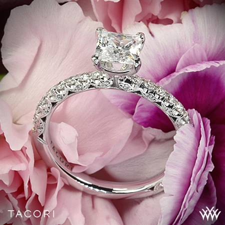 Tacori HT2545PR Petite Crescent Scalloped Millgrain Diamond Engagement Ring for Princess