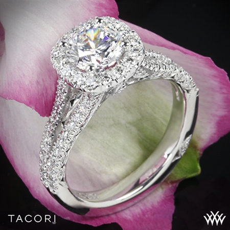 Tacori HT2548CU Petite Crescent Split Shank Halo Diamond Engagement Ring