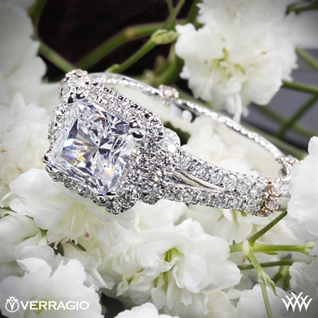 Verragio Parisian DL-117P Dual Claw Halo Diamond Engagement Ring for Princess