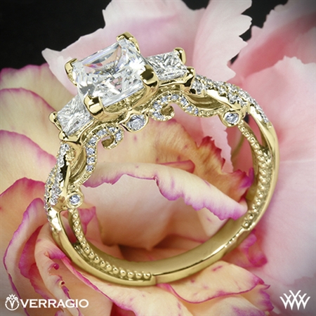 Verragio INS-7074P Beaded Braid Princess 3 Stone Engagement Ring