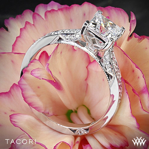 Tacori 2638PRP Dantela Crescent Motif Pave for Princess Diamond Engagement Ring