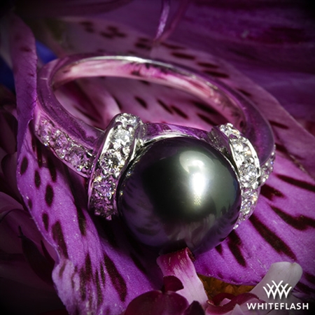 Tahitian Black Pearl and Diamond Ring