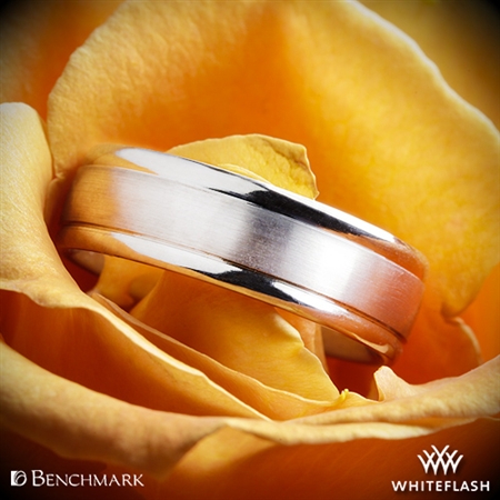 Benchmark Comfort Fit Wedding Ring with Spin Satin Finish