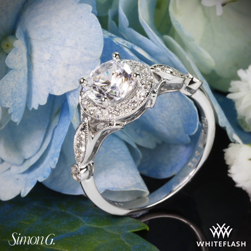 Simon G Passion Halo Diamond Engagement Ring