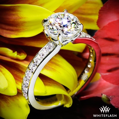 Custom 4 Prong Channel Bead Set Diamond Engagement Ring