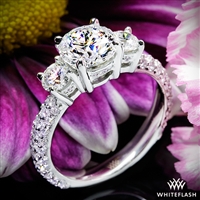 Rounded Pave Three Stone Engagement Ring