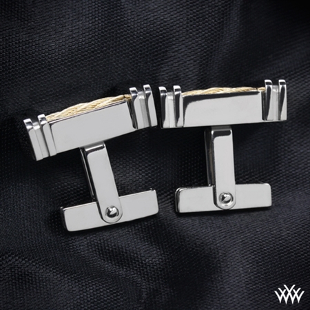Titanium Cuff Links with Single Gold Rope by Edward Mirell | 826