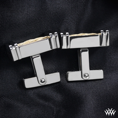 Titanium Cuff Links with Single Gold Rope by Edward Mirell