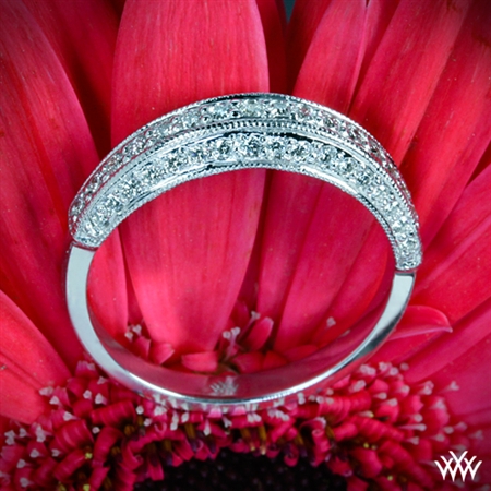 Three-Side Pave Diamond Wedding Ring