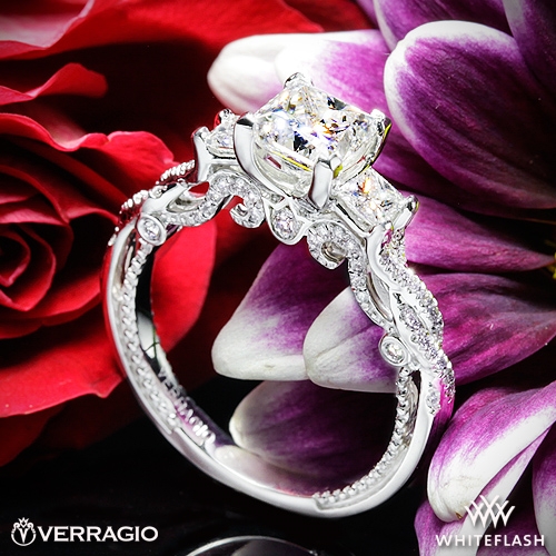 Verragio INS-7074P Beaded Braid Princess 3 Stone Engagement Ring