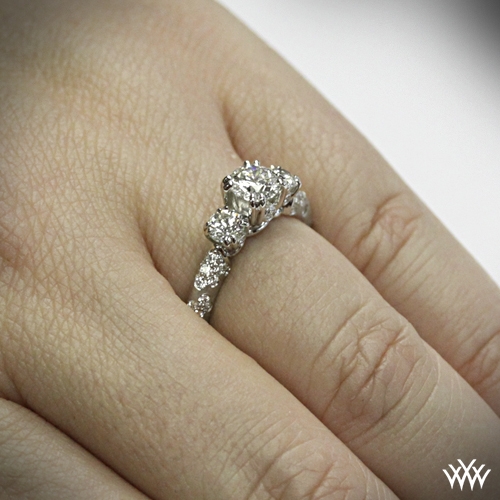 on hand view style photo petite 3 stone champagne diamond engagement ring ring video - 3 Stone Wedding Rings on hand view style photo petite 3 stone champagne diamond engagement ring ring video - 3 Stone Wedding Rings