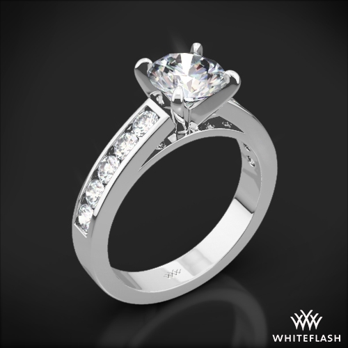 Radiant Cut Cathedral Style Channel-Set Engagement Ring with Accents