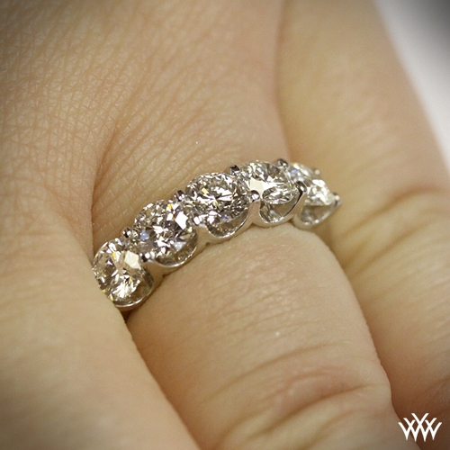 Skye Five Stone U G Diamond Ring 570 Ring Side View On Hand