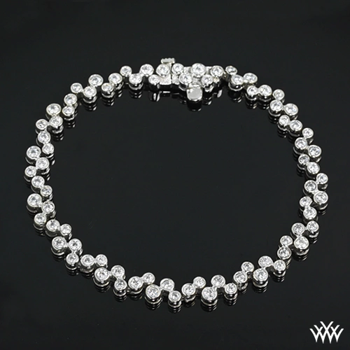 Full-Bezel Scattered Diamond Tennis Bracelet