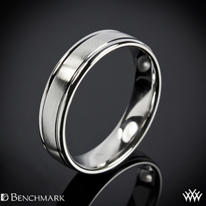 Benchmark 14K White Gold 2mm High Polished Rope Center Design Wedding Band Ring Sizes 4-15