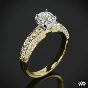 Three-Side Pave Diamond Engagement Ring