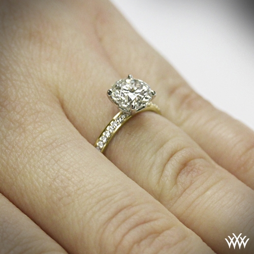 Yellow gold micro pave engagement ring sale