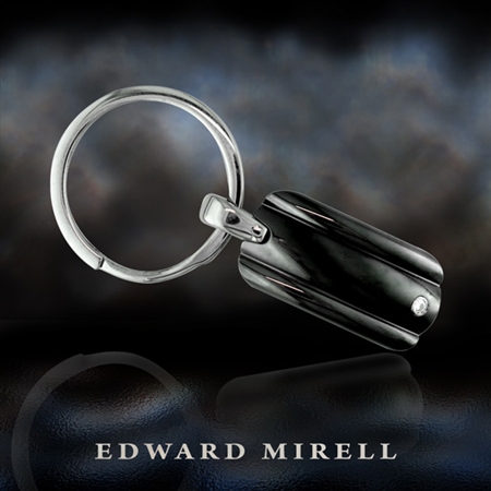 Triple Dome Key Fob With black titanium and A Diamond in Bezel by Edward Mirell