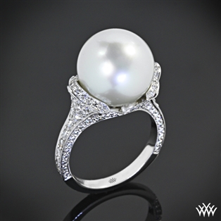 White Pearl Diamond Right Hand Ring