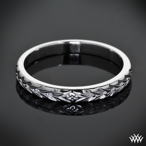 Engraved Cathedral Wedding Band 1461 Back View