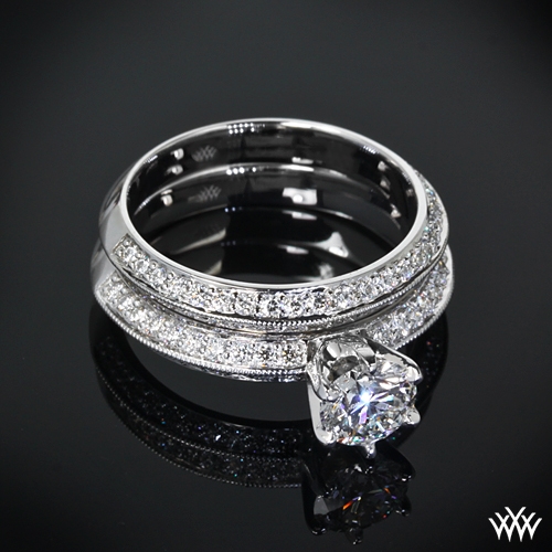 "KnifeEdge Pave" Diamond Wedding Set 1503