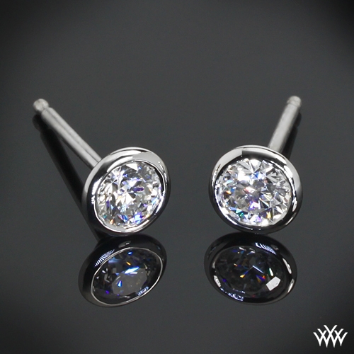 Handmade Full Bezel Diamond Earrings Ready Set To Go 1537 Style Photo Real Zoomed View
