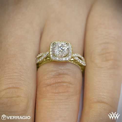 Verragio 4 Prong Cushion Halo Diamond Engagement Ring 1954