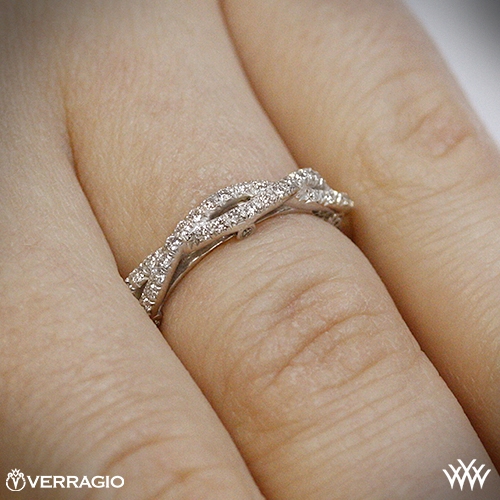Verragio Braided Diamond Wedding Ring 1849 Ring Side View On Hand