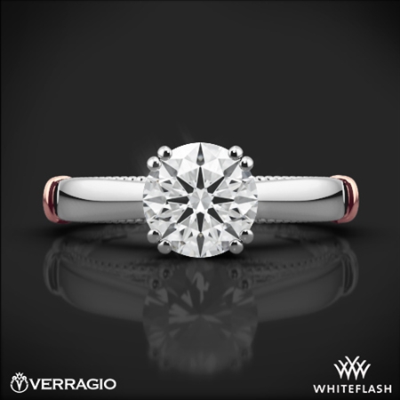Verragio Parisian D-120 Split Claw 4 Prong with Rose Gold Shoulders Solitaire Engagement Ring