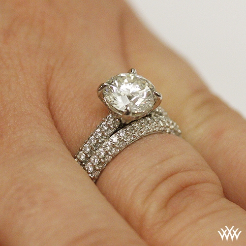 Elena Rounded Pave Diamond Wedding Set 2393 On Hand View