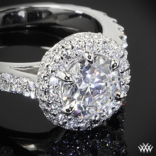 Rounded Pave Halo Diamond Engagement Ring | 2455