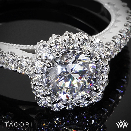 Tacori 37-2 CU Full Bloom Cushion Halo Diamond Engagement Ring | 2673