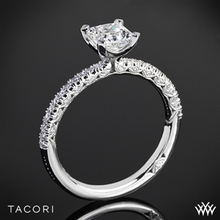 Tacori HT2545PR Petite Crescent Scalloped Millgrain Diamond Engagement Ring for Princess