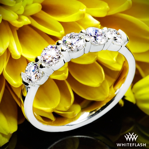 Diamond  Ring Wedding Band  14k White Gold 0.50 Carat  Shared Prong 5 stones