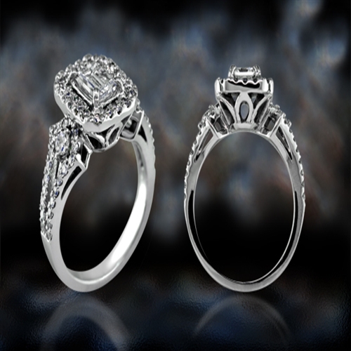 'Emerald Halo' Diamond Right Hand Ring | 26