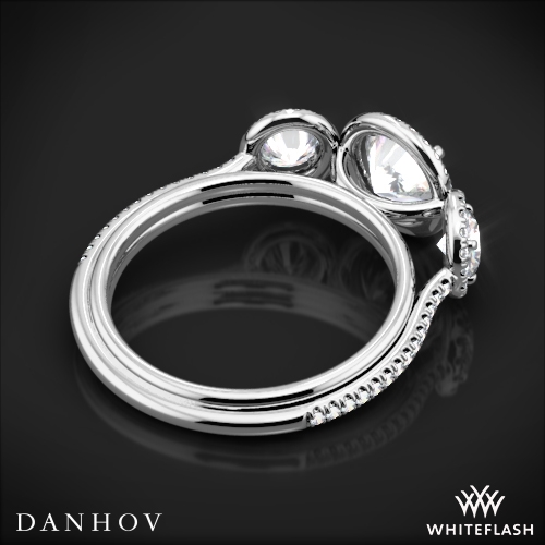 Danhov LE101 Per Lei Three Stone Halo Engagement  | 4345
