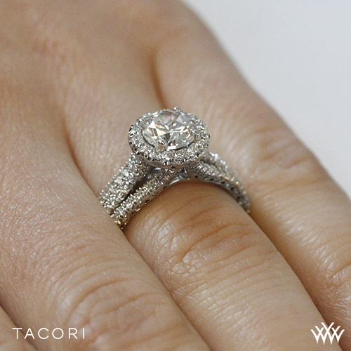 Tacori Ht 2551 Rd 65 Pee Crescent Triple Row Diamond Engagement Ring Side View On Hand
