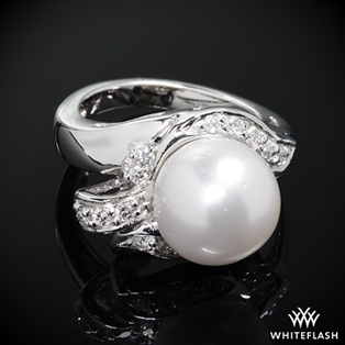 Ribbon South Sea Pearl and Diamond Right Hand Ring